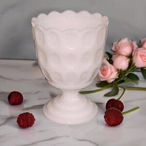 Vintage Vase Candy Dish E.O.Brody Milk Glass "Thumbprint" MCM